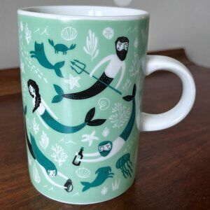 Danica Studio "Sea Spell" Mug Mermaid Merman Mercat Merdog Green & White 14 Oz
